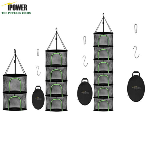 iPower Herb Drying Rack 2-6 Layer 2-ft Hanging Mesh Net Dryer Collapsible, Black