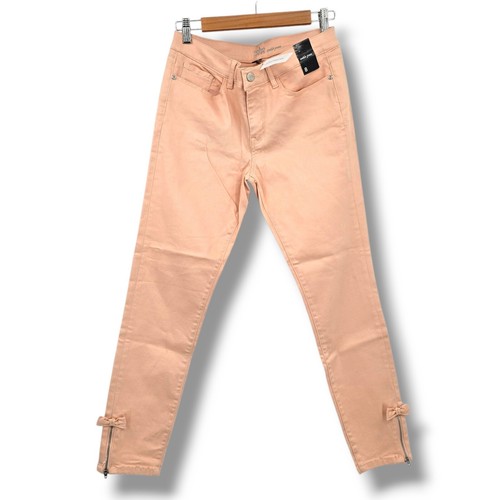 New NY&C Soho Ankle Jeans Peach Bow Zipper Hem Casual Pants Size 8