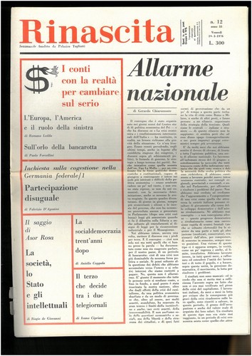 Rinascita settimanale fondato da Palmiro Togliatti n. 12 19 marzo 1976 - 第 1/1 張圖片
