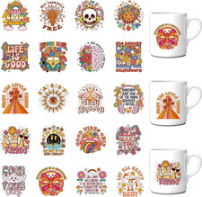 UV DTF Cup Wrap Transfer - 20 Sheets Groovy Inspirational Quotes UV DTF Cup Wrap