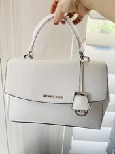 NWT MICHAEL KORS MK AVA MEDIUM TOP HANDLE SATCHEL Crossbody Bag Optic White