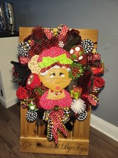 African American Mrs. Claus Christmas Wreath 
