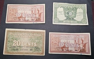 lot de billets Indochine10 20 et 50 cents 1939 et 1942 ww2 note asia