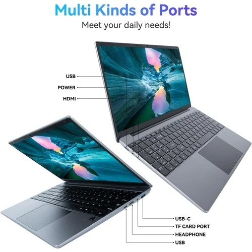 15.6 inch Laptop 12GB DDR4 512GB SSD Quad-Core Intel Celeron N5095 Processors - Picture 2 of 7