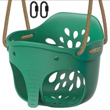 High Back Full Bucket Toddler Swing Seat with Adjustable Green Bucket Swing