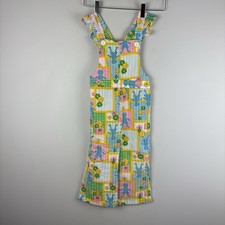 VTG 70s Kids Pastel Patchwork Overalls Health-Tex Size 4T Toddler Children Girls