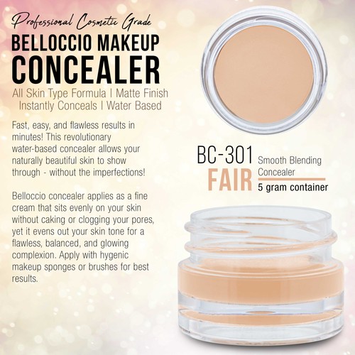 Belloccio Fair Shade Cosmetic Makeup Concealer Conceal Under Airbrush Foundation - Picture 2 of 5
