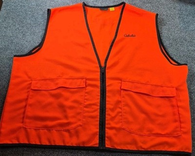 Cabelas Mens Size 2XL Hunting Safety Vest Jacket 2 Cargo Pockets Blaze Orange