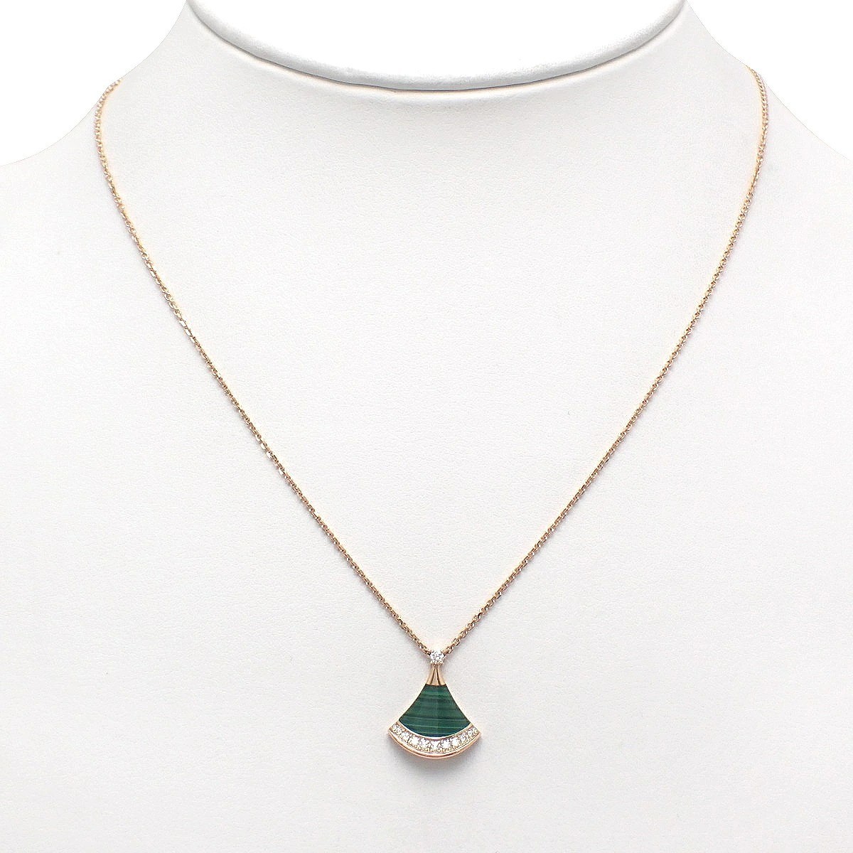 BVLGARI Diva's Dream Necklace 18K Pink Gold Malachite Diamond 361252