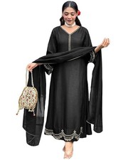 Women's Rayon Viscose Anarkali Embroidered Kurta with Pant Dupatta