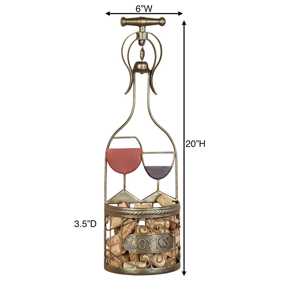 Charmoso Suporte de Cortiça Vinho - Metal - Bronze, Vermelho, Roxo - Decoração de Parede para Kitc... - Imagem 3 de 4