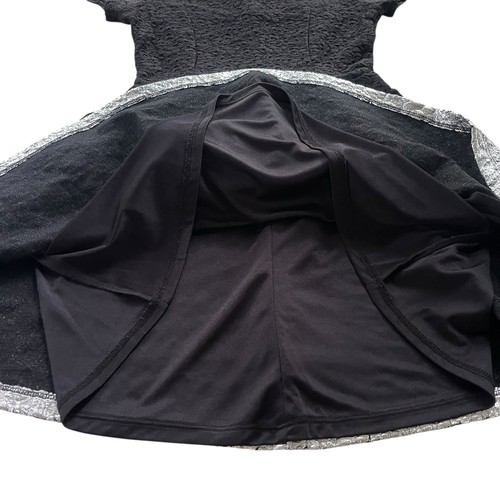 L’Amour Nanette Lepore Women’s S Black Silver Metallic Lace Short Sle Mini Dress - Picture 10 of 17
