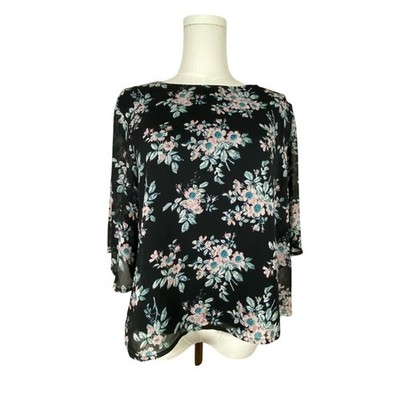 lily white blouse wide sleeves floral design boho chic Elegant Medium Shirt