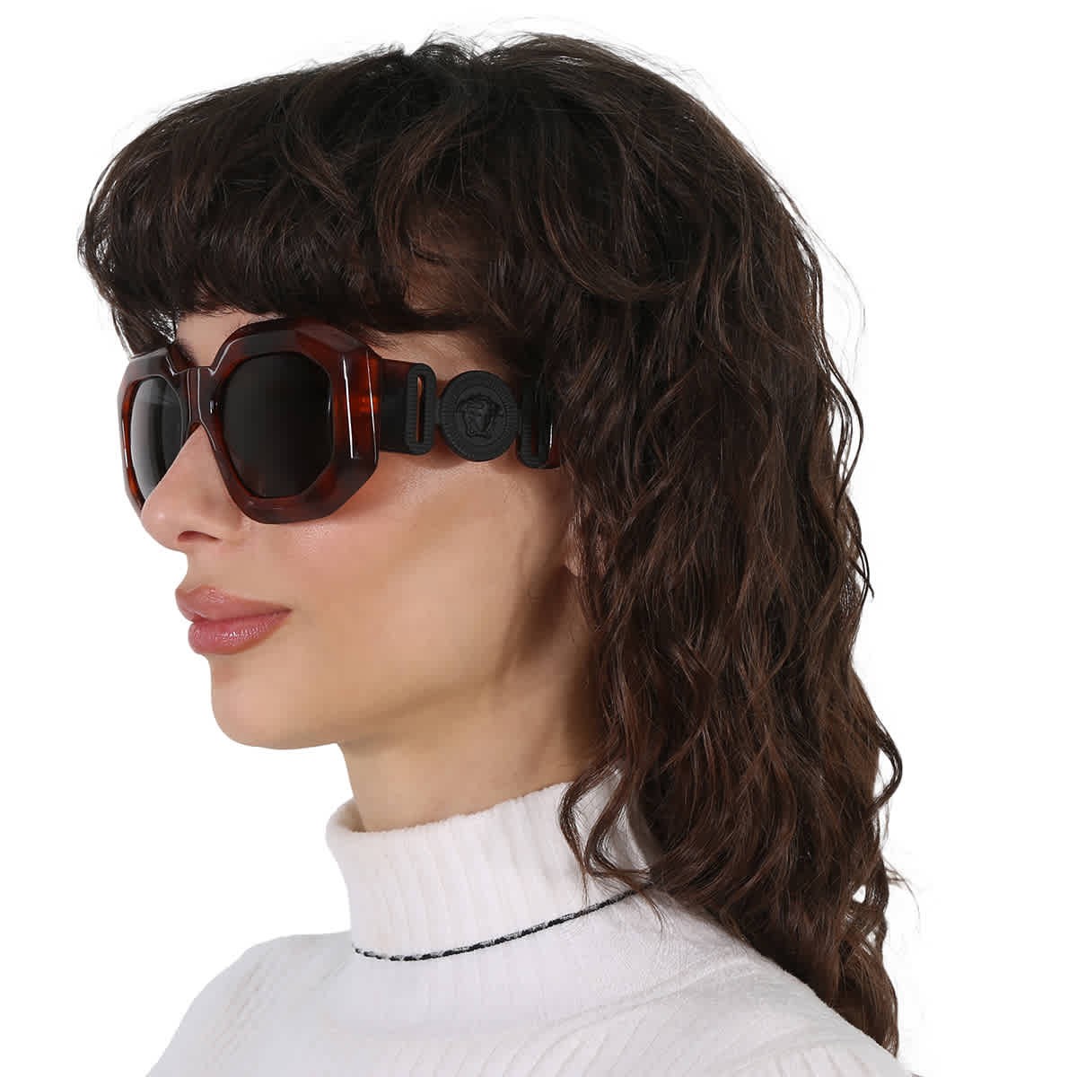 Versace Dark Grey Irregular Ladies Sunglasses VE4424U 521787 56 VE4424U 521787