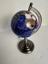 Vintage simi precious stones Mini Globe 4 In In Diameter 9 In Tall Silver Base