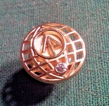 International Paper Co Employee Gold Tone 10 Years Service Award Pin Clear Stone