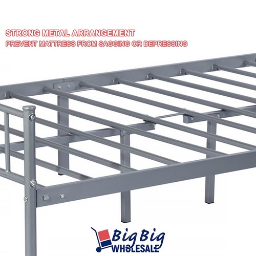 Full Size Metal White Bed Frame with Headboard/Mattress Foundation Storage - Picture 5 of 13