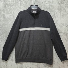Izod Advantage Performance Sweater Mens Large Black Pullover Quarter Zip