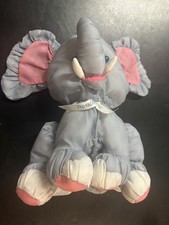 Vintage 1993 Fisher Price Puffalump Gray Baby Elephant with a few spots.