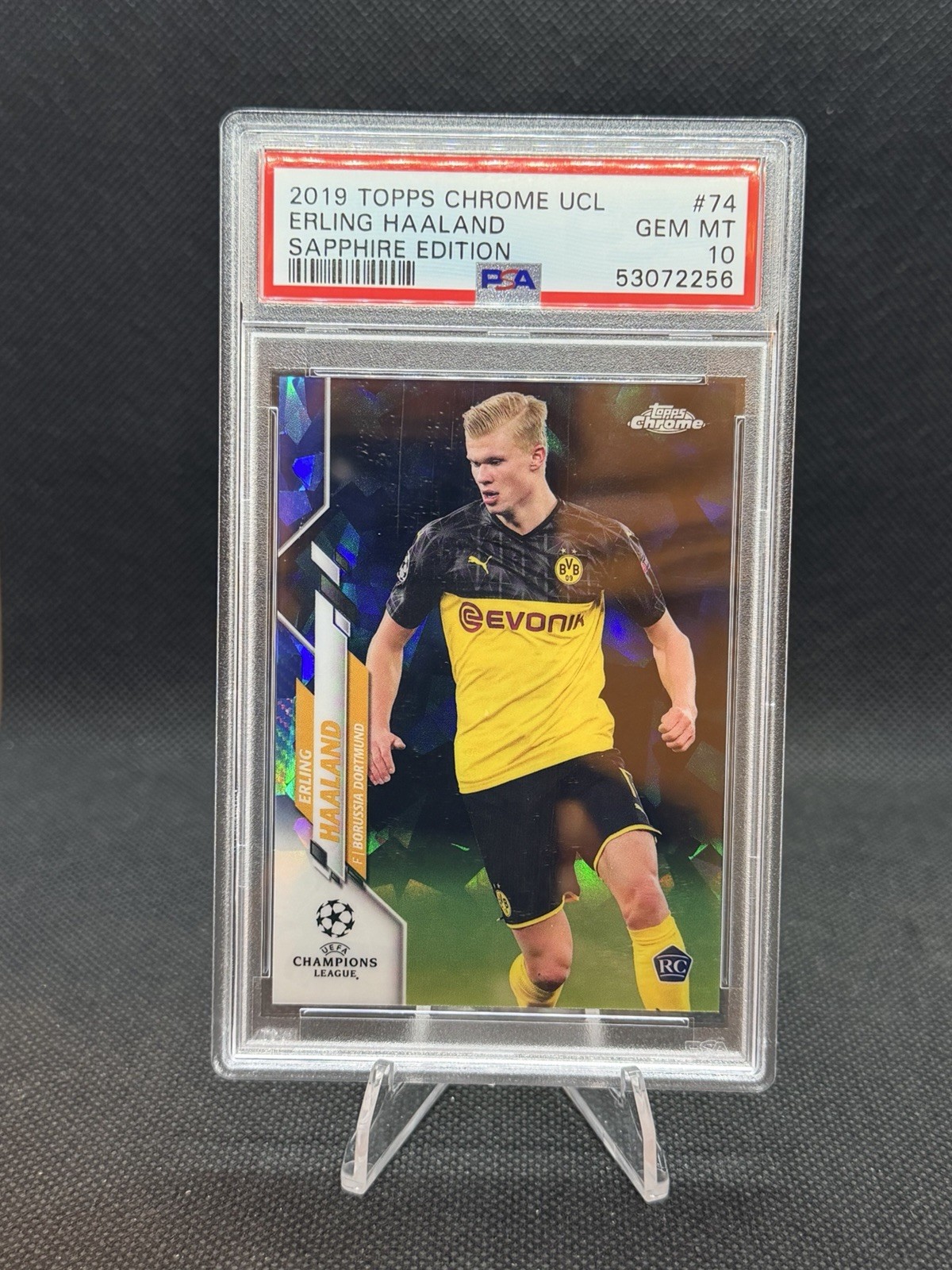 ERLING HAALAND 2019 Topps Chrome SAPPHIRE EDITION RC Rookie #74 Dortmund PSA 10