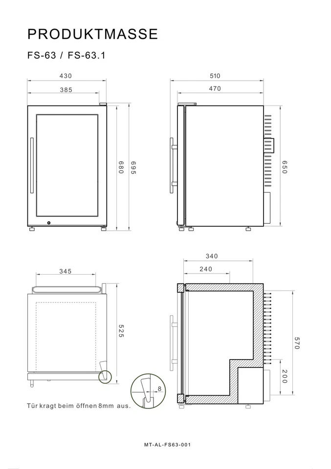 Getränkekühlschrank Outdoor Kühlschrank wetterfest Griff rechts mit Schloss 63L - Bild 3 von 4