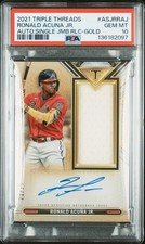 2021 TOPPS TRIPLE THREADS SINGLE JUMBO RELIC GOLD RONALD ACUNA JR /25 PSA 10