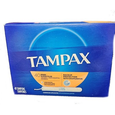 Tampax Super Plus Absorbency 40 Unscented Cardboard Tampons Backup Protection