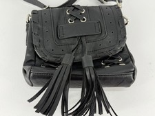 Steve Madden Black Faux Leather Tasseled Mini Clutch Crossbody Purse
