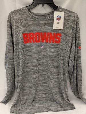 Mens Cleveland Browns Nike Long Sleeve On Field Dri-Fit T Shirt Sz L Gray - NWT