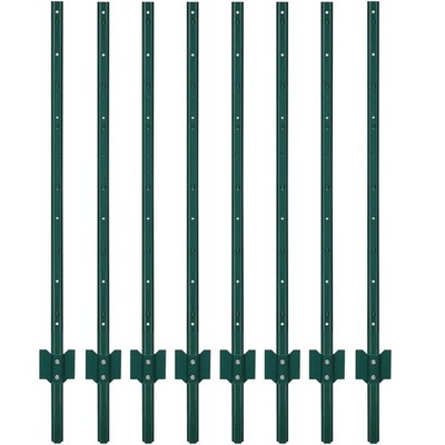 GarveeTech 4 ft Metal Fence Posts, 8-Pack U-Channel Sturdy Steel Fence Stakes...