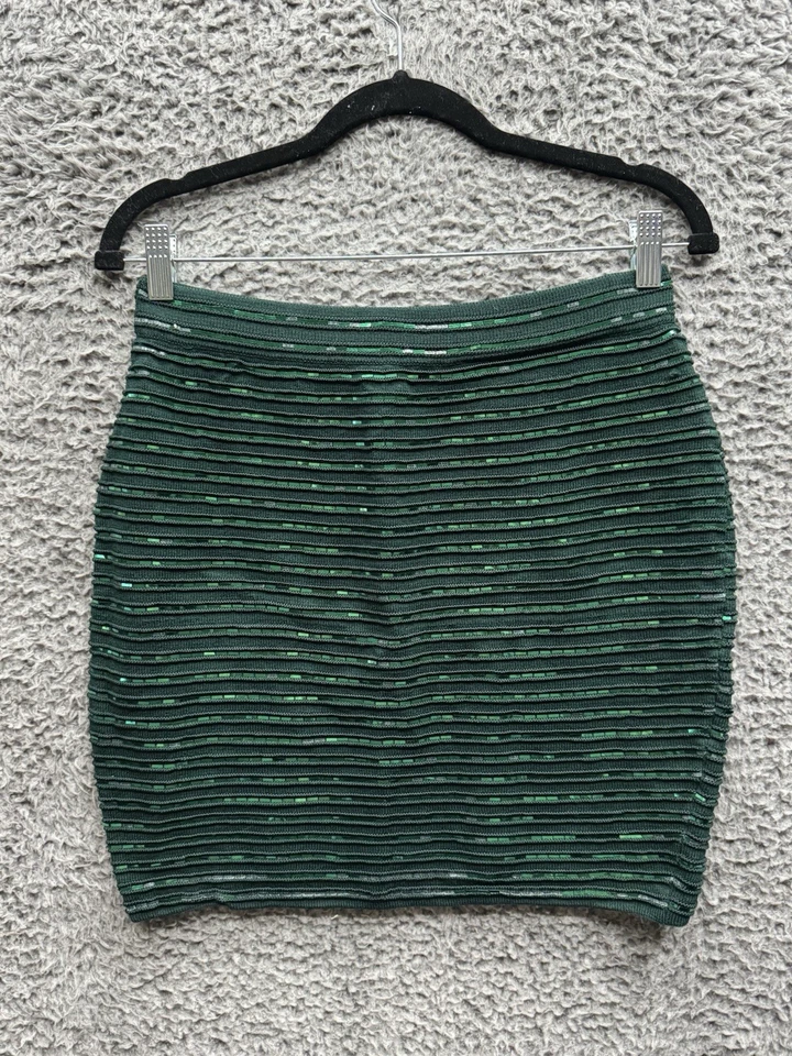 Falda lápiz St. John Evening verde metálico Santana tejida talla 8