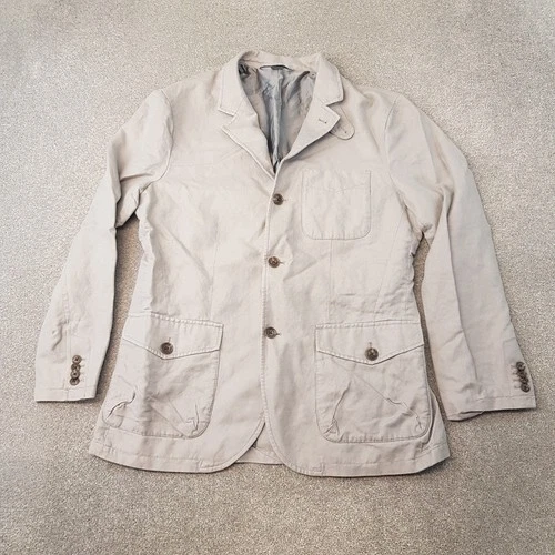 Armani Exchange Mens Jacket Large Grey Blazer Unstructured Safari Field Desert