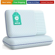 Memory Foam Pillows for Side, Back and Stomach Sleepers, Set of 2, Bed Pillow...