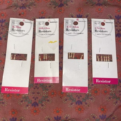 resistors 1/2 watt 5% tolerance 1k 100k 479 4.7k ohm radioshack nos