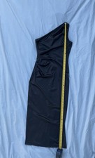 Windsor Black Satin One Shoulder Midi Bodycon Dress Side Slit Size M