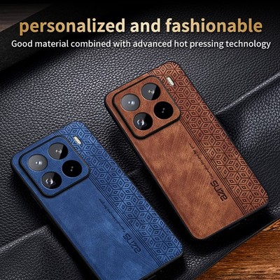 For Xiaomi 15, Luxury Shockproof Business Retro Leather Soft Rubber Case Cover