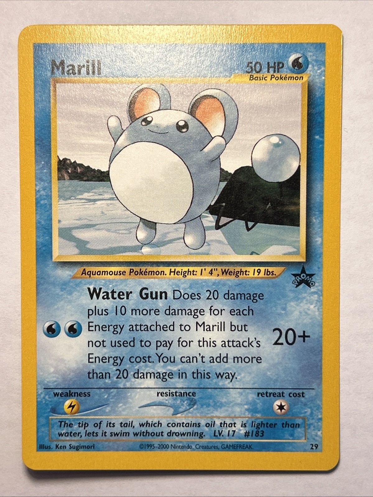 2000 POKEMON TCG Marill 29/53 Wotc Black Star Promo Rare Vintage Card NM