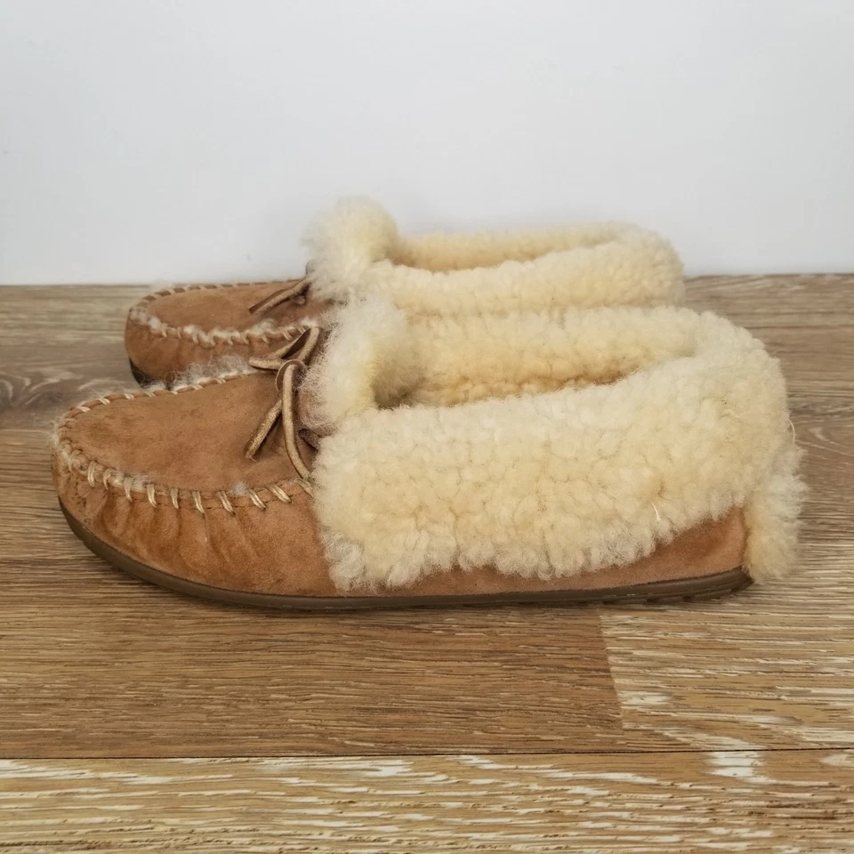 L.L. Zapatillas de mocasín Bean Wicked Good forradas de piel de oveja gamuza tostada talla 9 para mujer Foto 3 de 4