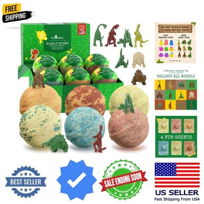 Dinosaur Bath Bombs for Kids with Surprise Dino Toys Inside 6 Pack - Large Bu...