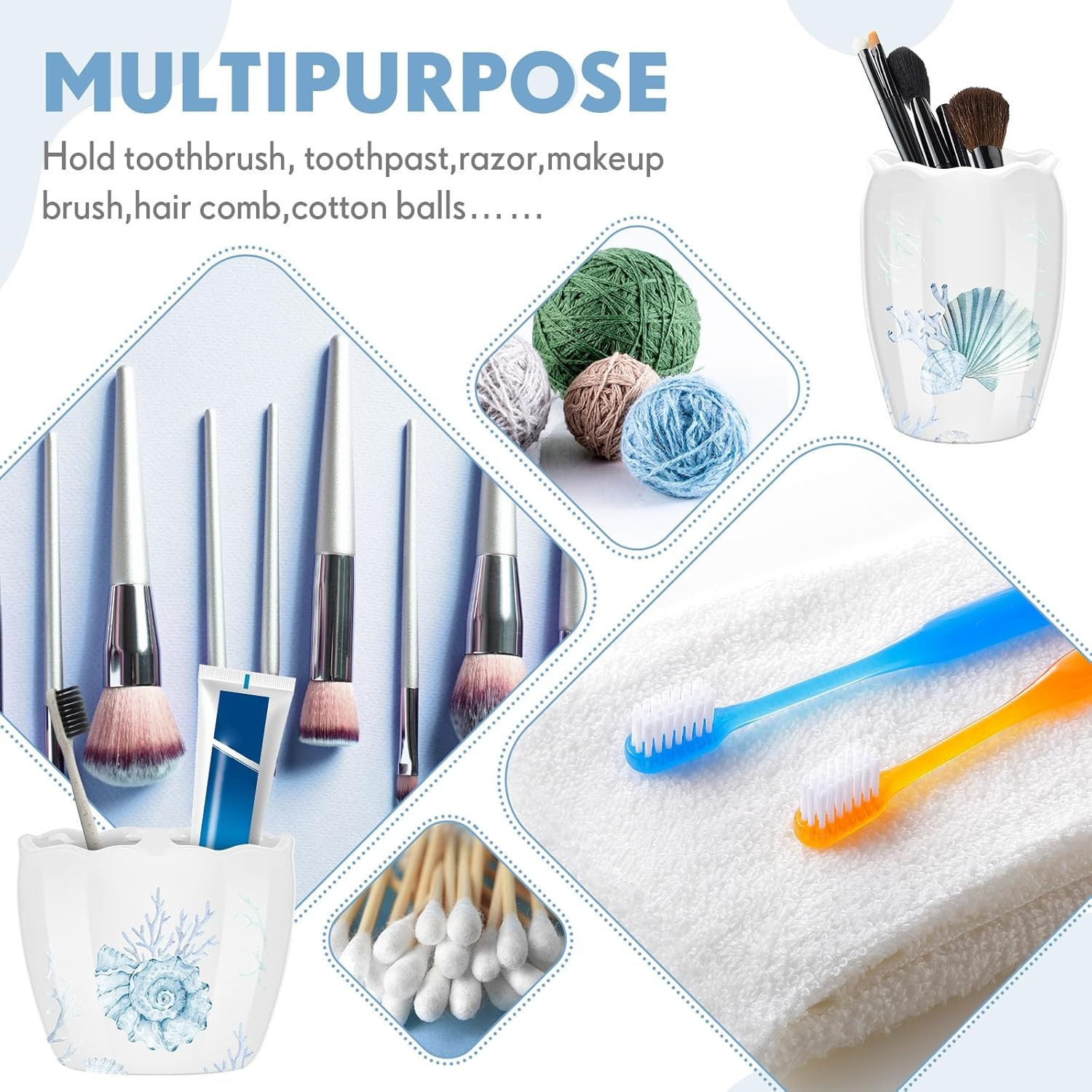 4 Pcs Beach Bathroom Accessories, Ocean Animals Bathroom Decor, under the Sea Tu