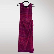 Vintage R&K Originals Pink Floral Maxi Dress Wrap Tie Resort Beach Boho