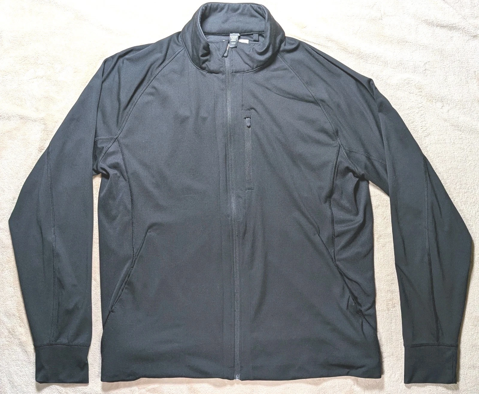 Joseph Abboud Jacket Size XLarge Mens Black Poly Stretch Full Zip 3 Pockets EUC