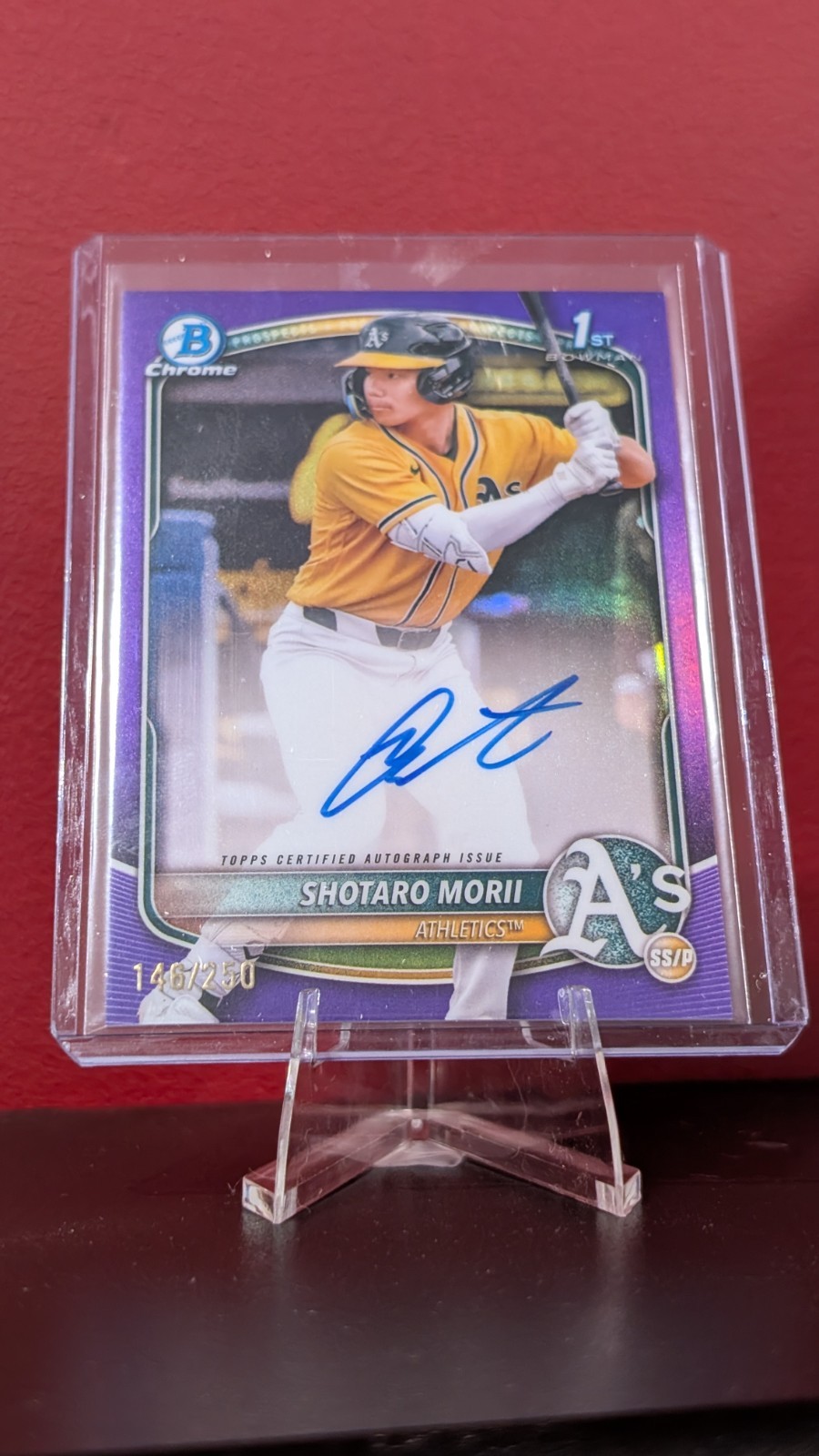 2025 Bowman Chrome Shotaro Morii Auto True Purple /250 Athletics CPA-SM