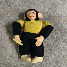 Rubber Face Mr. Bim Zippy Vintage 18" Plush Monkey Green Trading Banana Toy Doll