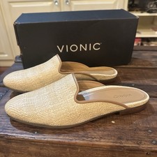 NEW Vionic Willa Mule Raffia Upper Slip-On Flat Women  s Size 9.5 Comfort
