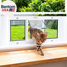 Cat Door for Window, Adjustable Fits to 27"-32" Width Window Pet Door for Cat