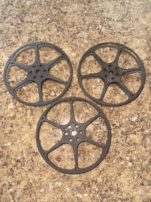 8 mm VINTAGE Home Movies Picture Film Projector Reel Empty 5'' Brown  Set Of 3