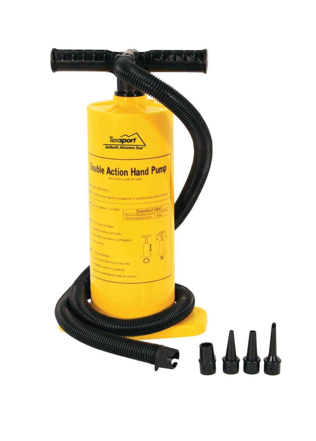 Double Action Hand Pump for Air Mattress , Yellow , 67 x 28.5 x 11.8