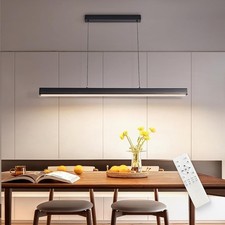 LED Pendelleuchte 80cm Dimmbar Schwarz - 36W Esstischlampe m. Fernbedienung, Bür