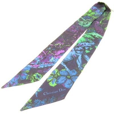 Christian Dior  Mitzah Flower Plant Scarf purple Italy silk Women 102934